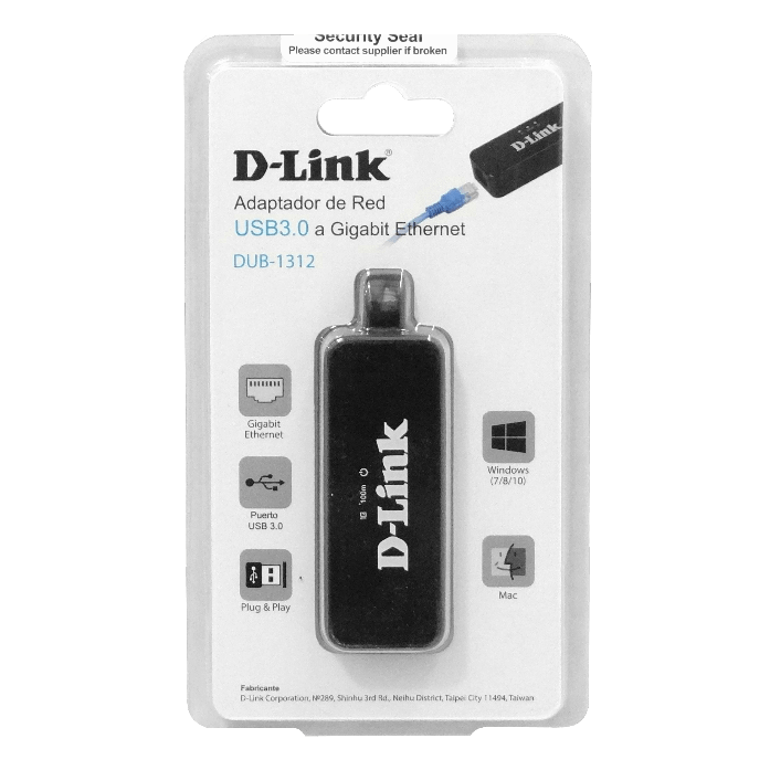 Adaptador D-Link, USB a Ethernet 1-USB3.0-AM 1-1000mbps LAN-RJ45-Ethernet 3