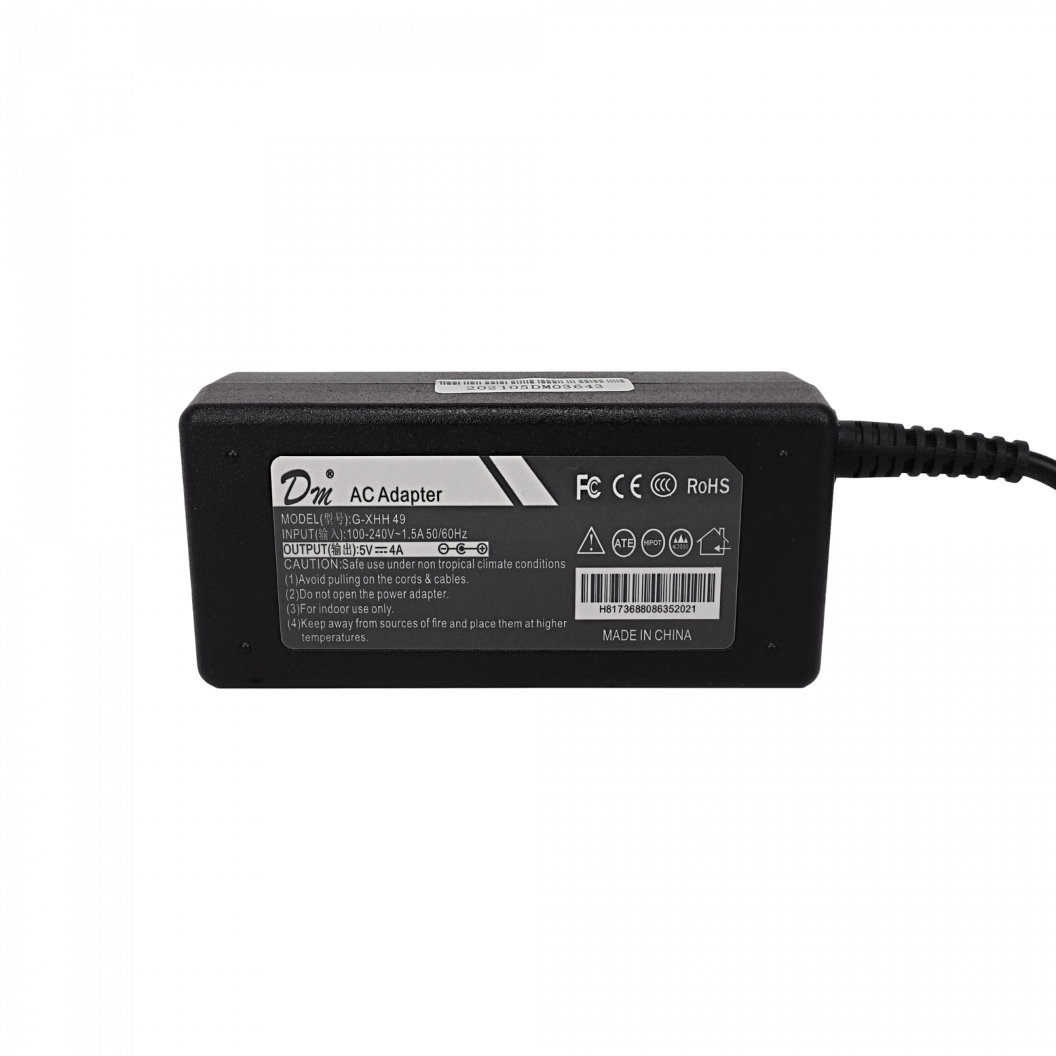 Fuente de Poder 5V 4A Plug 3.5x1.35mm, 20W,  100-240VAC 2