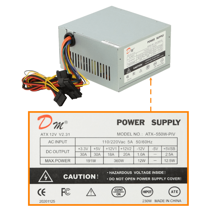 Fuente de Poder ATX 550W DM Sata, Requiere Cable C13, Opcional Salida C14 4