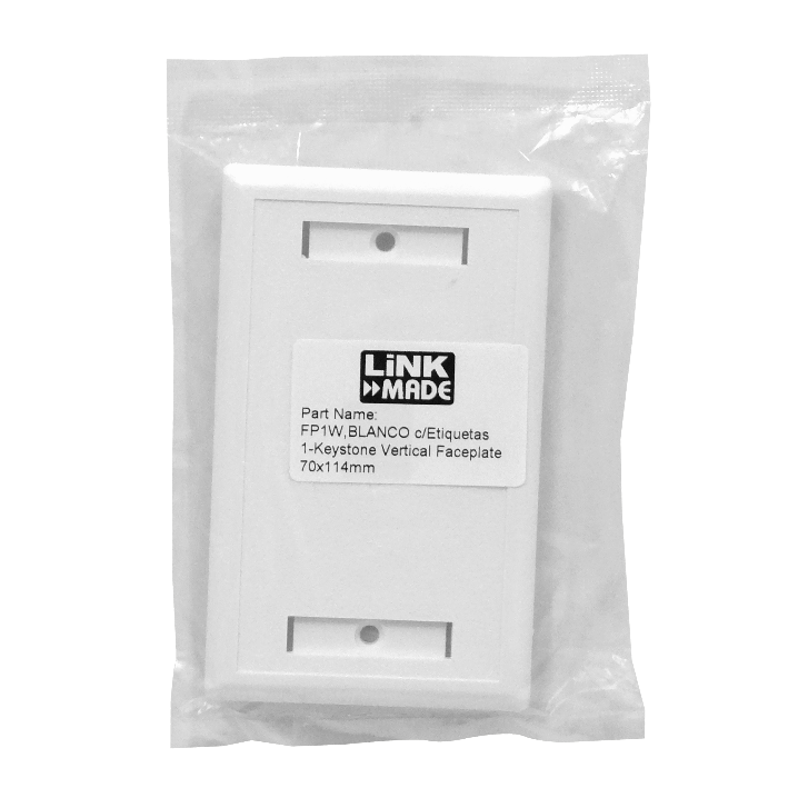 Faceplate Vertical Blanco  c/Etiquetas 1-Keystone  70x114mm 2