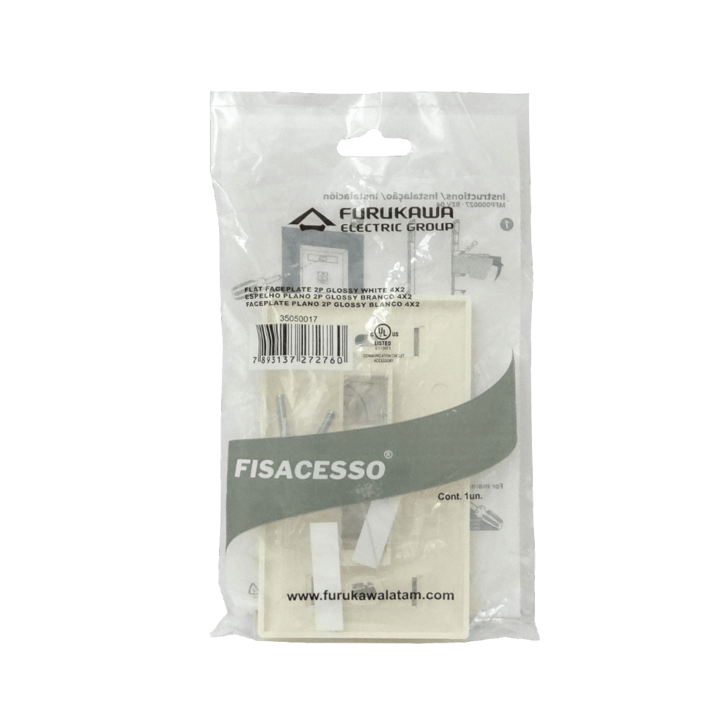 Faceplate Furukawa para 2-Keystone Blanco Plano 2P 70x114mm  3