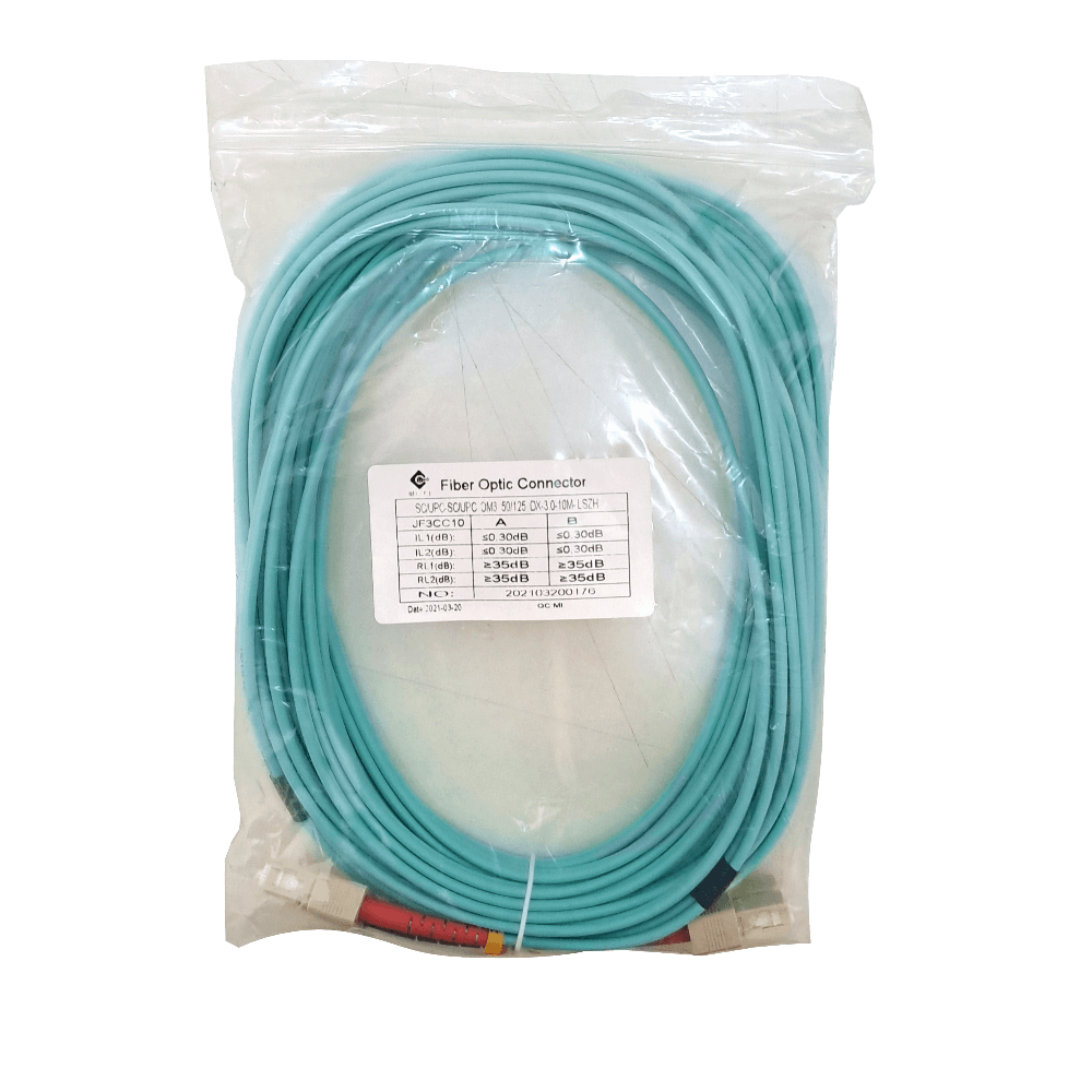 Jumper Fibra 10mt SC-SC OM3 MultiModo MM Duplex 3.0mm 50/125um LSZH 2