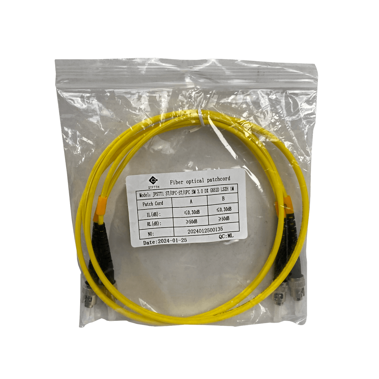 Jumper Cable Fibra 1mt ST-ST MonoModo SM Duplex  9/125um 3mm 2