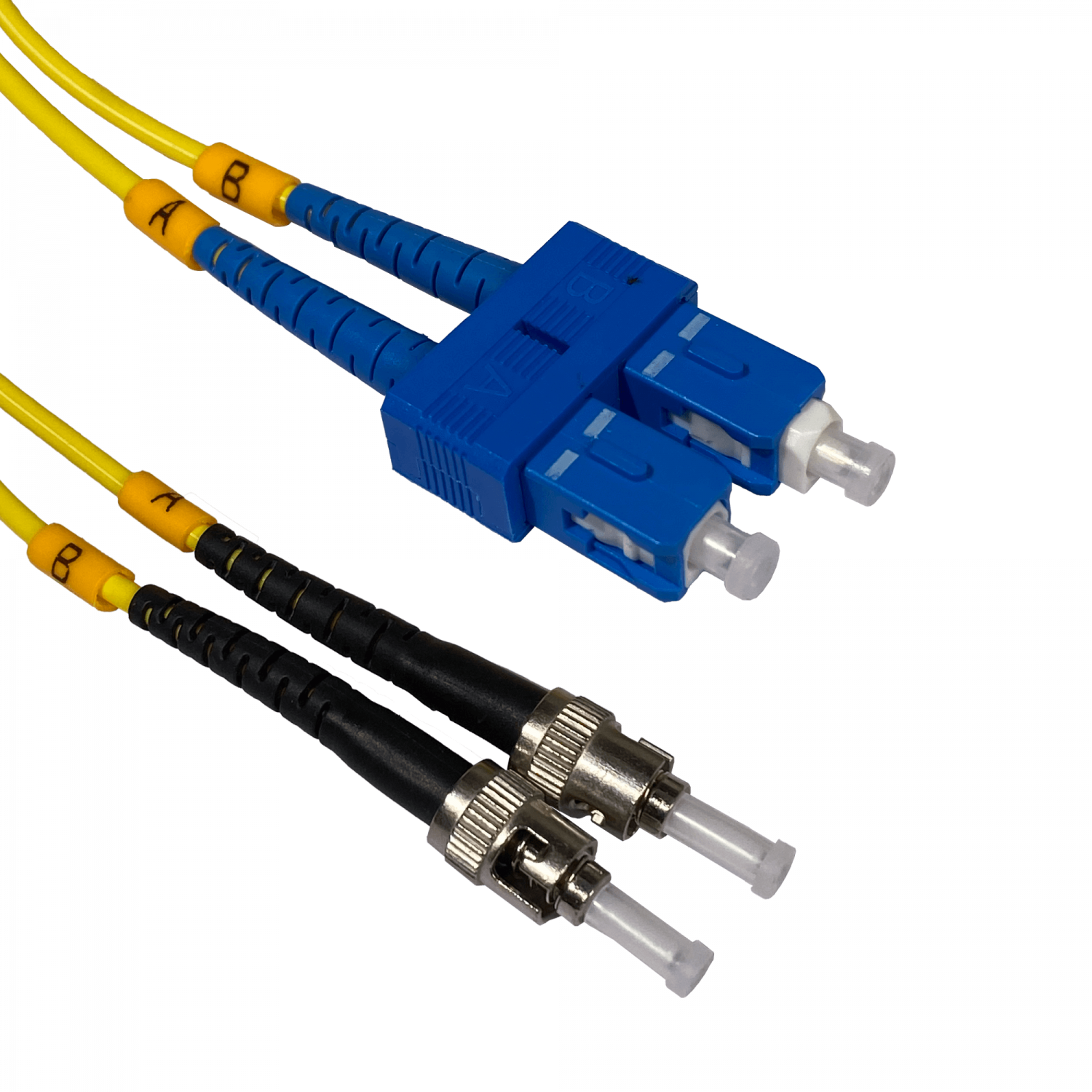 Jumper Cable Fibra 1mt ST/UPC-SC/UPC MonoModo SM Duplex  9/125um 3mm 2