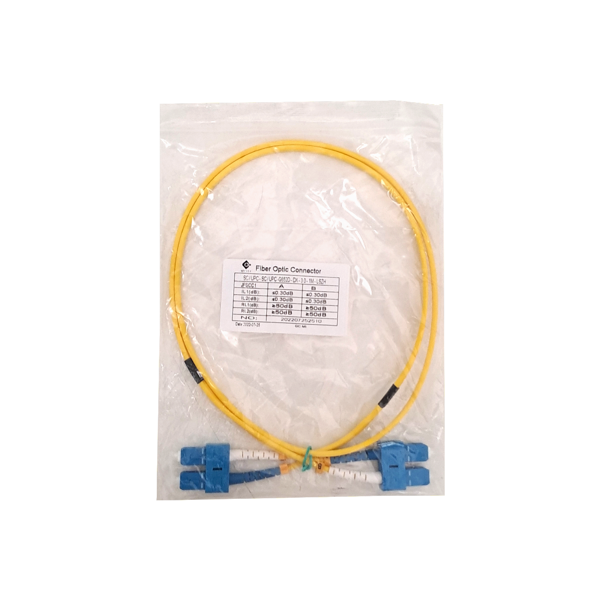 Jumper Cable Fibra 1mt SC-SC/UPC MonoModo SM Duplex  9/125um 3mm 3
