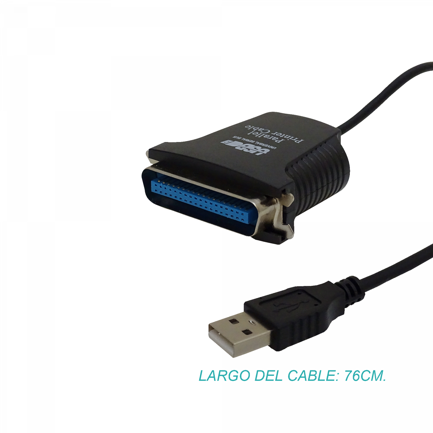 Adaptador USB a Paralelo CEN36M Y-120, 140cm, Chipset Prolific 2