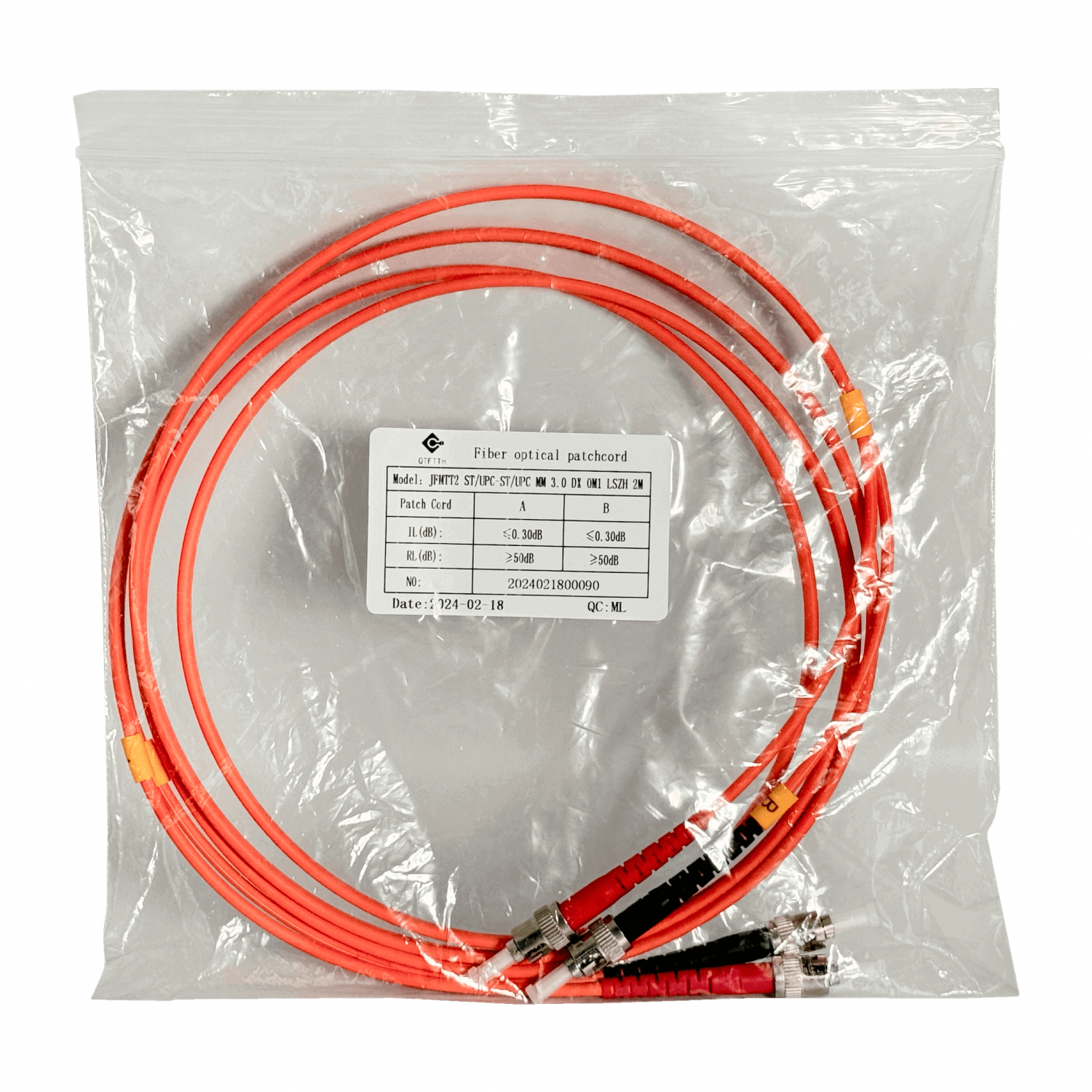 Jumper Fibra 2mt ST-ST OM1 Multimodo MM Duplex  62.5/125um LSZH 3
