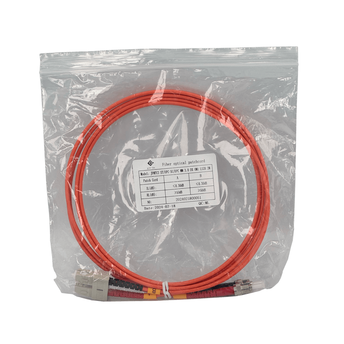 Jumper Fibra 2mt ST-SC OM1 MultiModo MM Duplex  62.5/125um LSZH 3