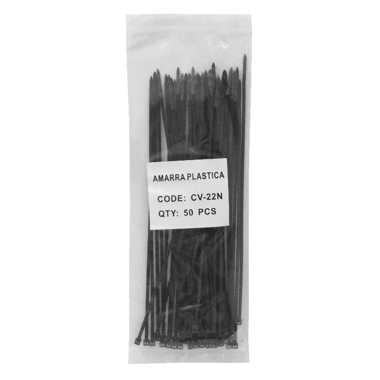 Amarra Plastica Nylon Negra 50-un 200x2,5mm  2.5x200mm 3