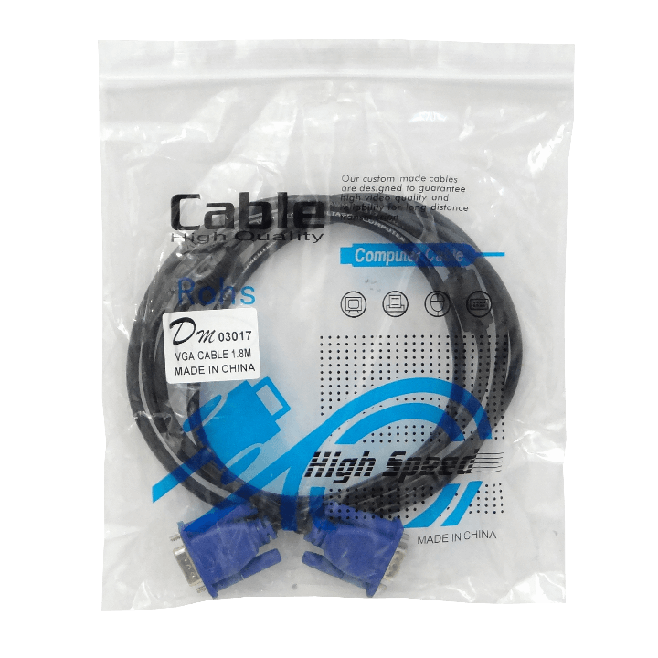 Cable VGA DB15 Macho a Macho, 1.8 Metros, Blindado, Negro 3