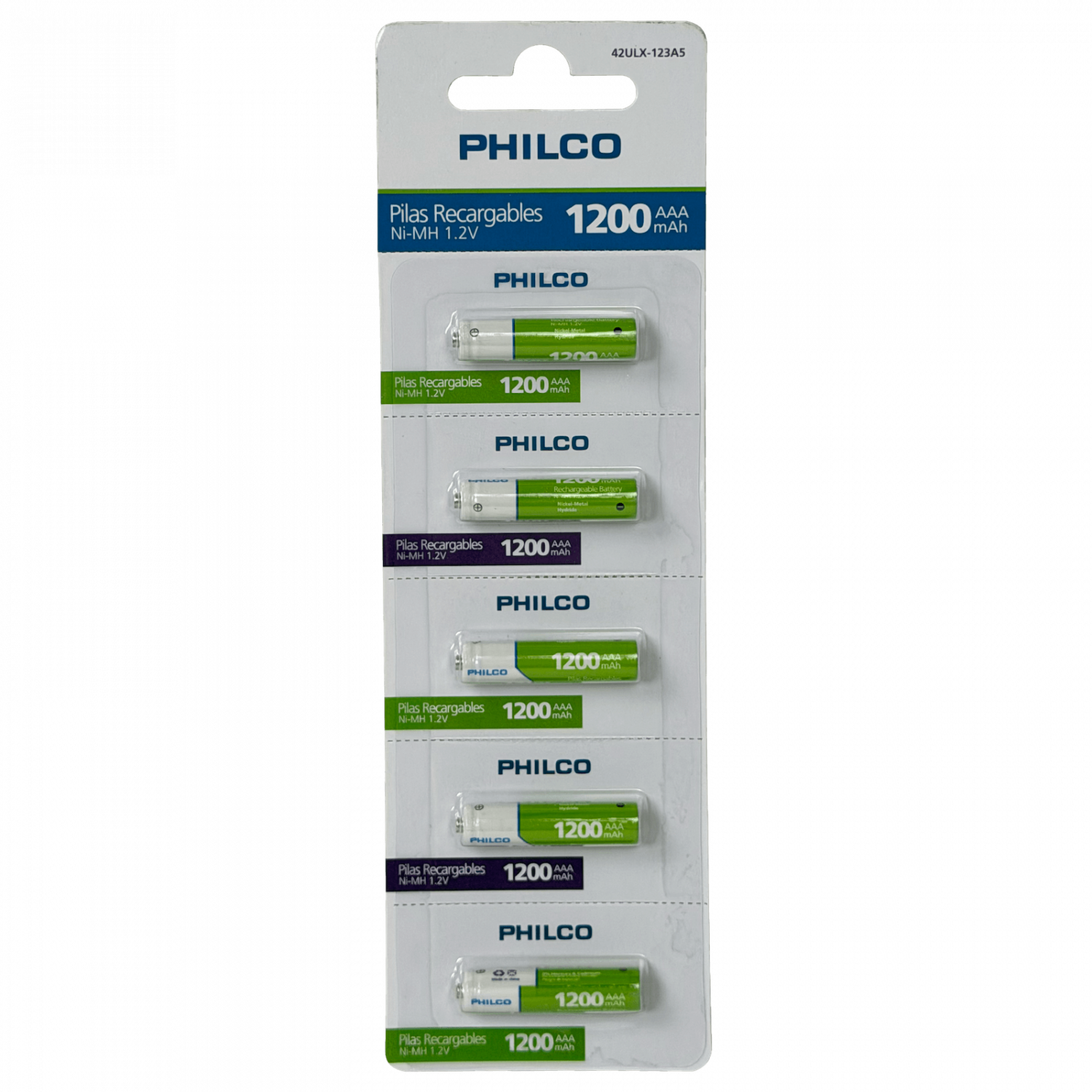 5 Pila Recargable PHILCO AAA  1200mAh 1,2V Ni-MH Precargada 42ULX-123A5 4