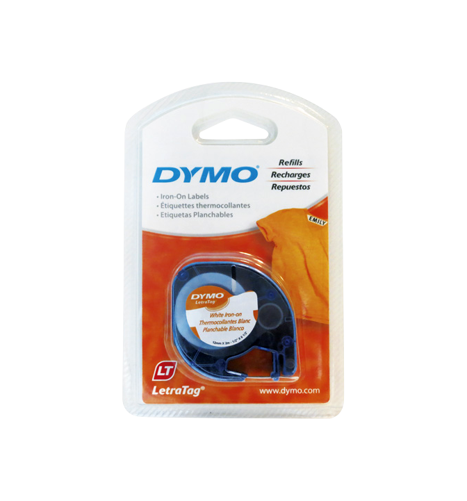 Etiqueta Letratag DYMO Planchable p/Tela Negro sobre Blanco 12mm x 2mt  3