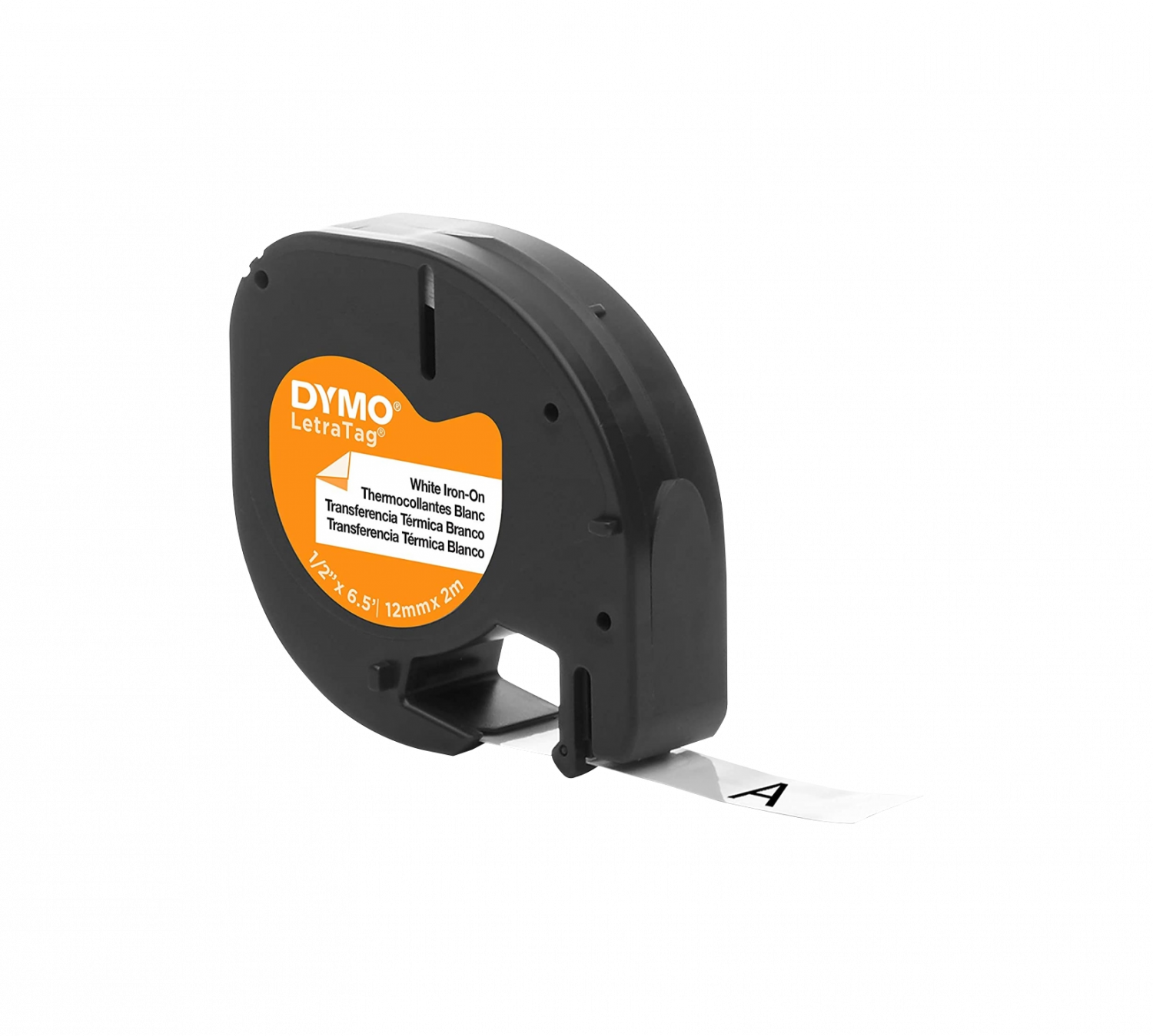 Etiqueta Letratag DYMO Planchable p/Tela Negro sobre Blanco 12mm x 2mt  1