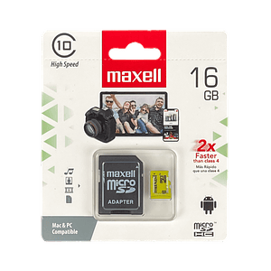 Tarjeta de memoria MicroSD-HC 16GB  c/Adaptador-SD Class10 SDCS2 MAXELL
