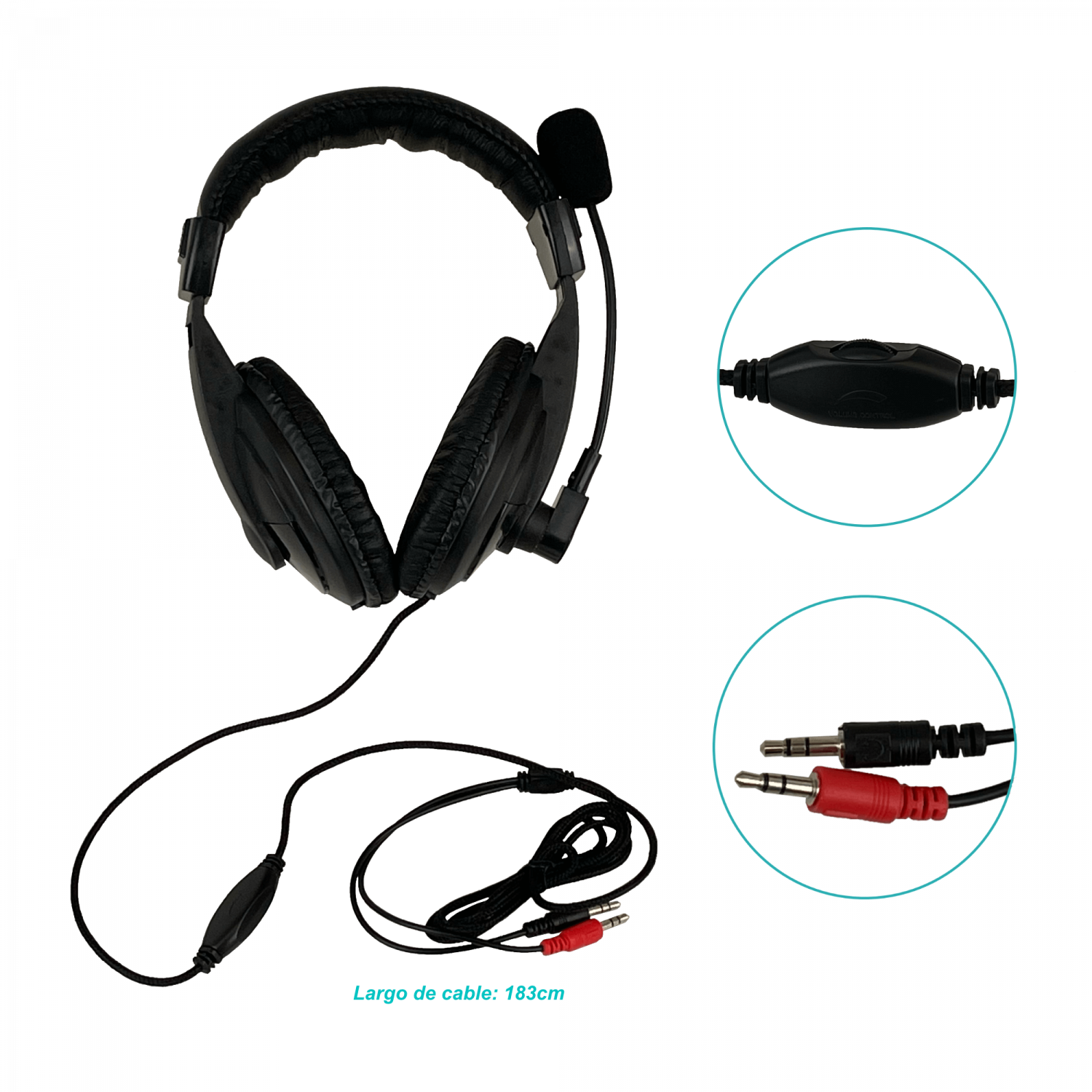 Audifono Microfono Doble-Plug 2-3,5mm-M 180cm-cable 3