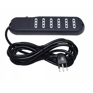 Zapatilla Bticino 3mt 6-enchufes Alargador Negro 10A Switch-piloto