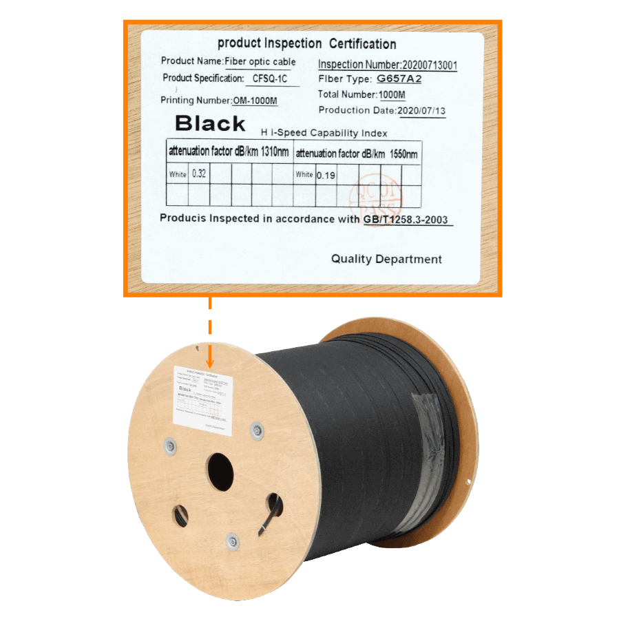 Cable de Fibra Óptica Monomodo 1 Fibra LSZH 2xFRP Drop Negro con Portante de 1mm  3