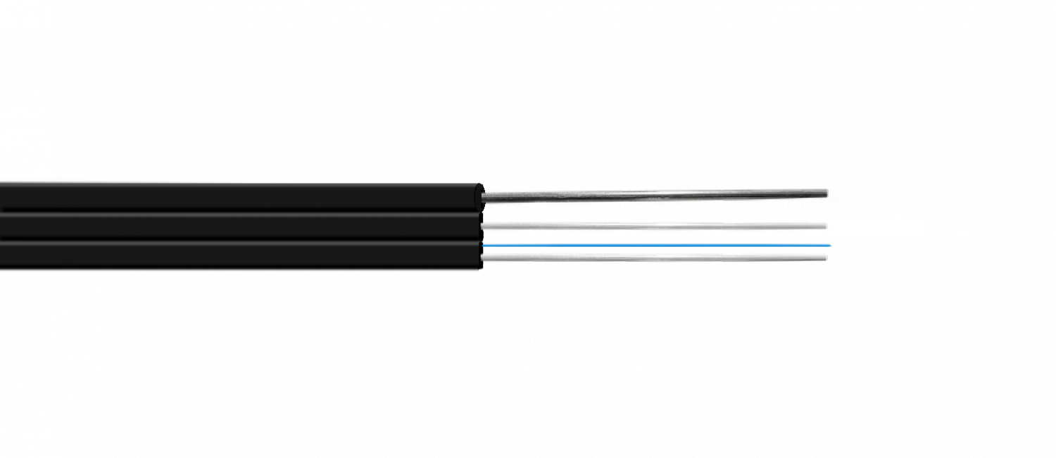 Cable de Fibra Óptica Monomodo 1 Fibra LSZH 2xFRP Drop Negro con Portante de 1mm  1