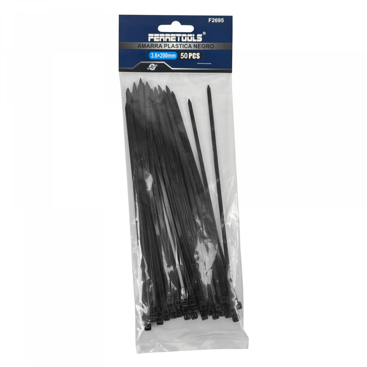 Amarra Plastica 50 un 200x3,6mm Negra Nylon 3.6x200mm 3