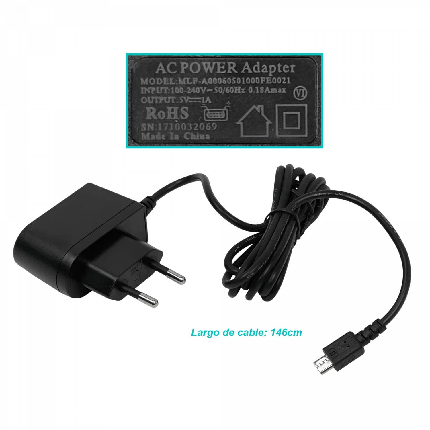 Fuente de poder 5,0V 5V 700mA 0,7A Conector USB-Micro-Macho Mikrotik 2