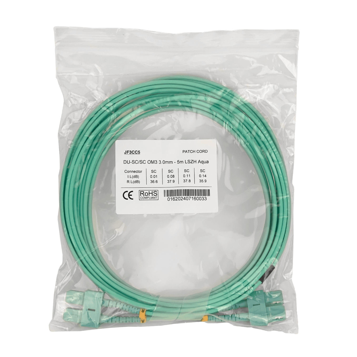 Jumper Fibra MultiModo MM Duplex 5mt SC-SC OM3  3.0mm 50/125um LSZH 3