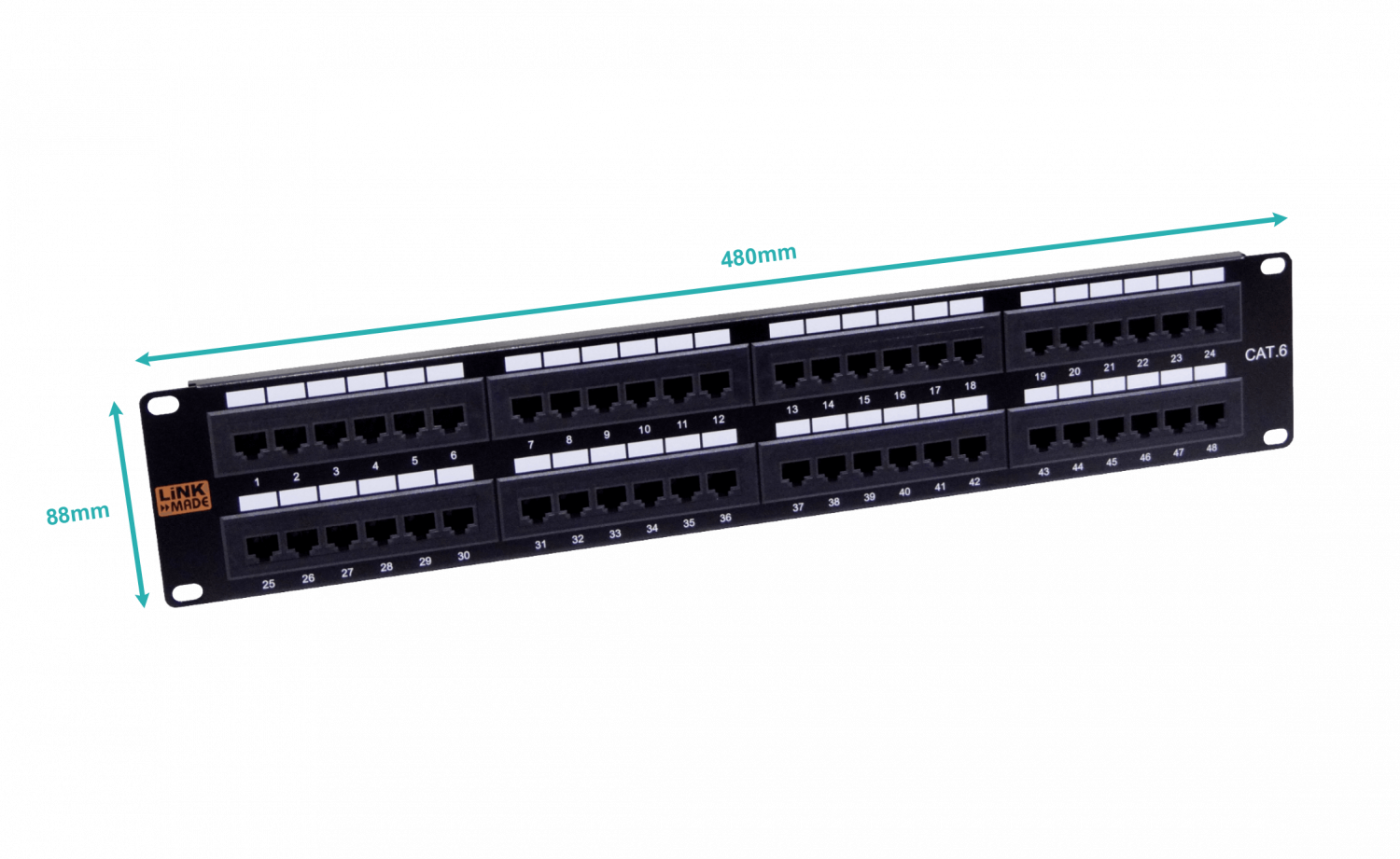 Patch Panel UTP 48-RJ45 Cat6 2U Certific UL 1
