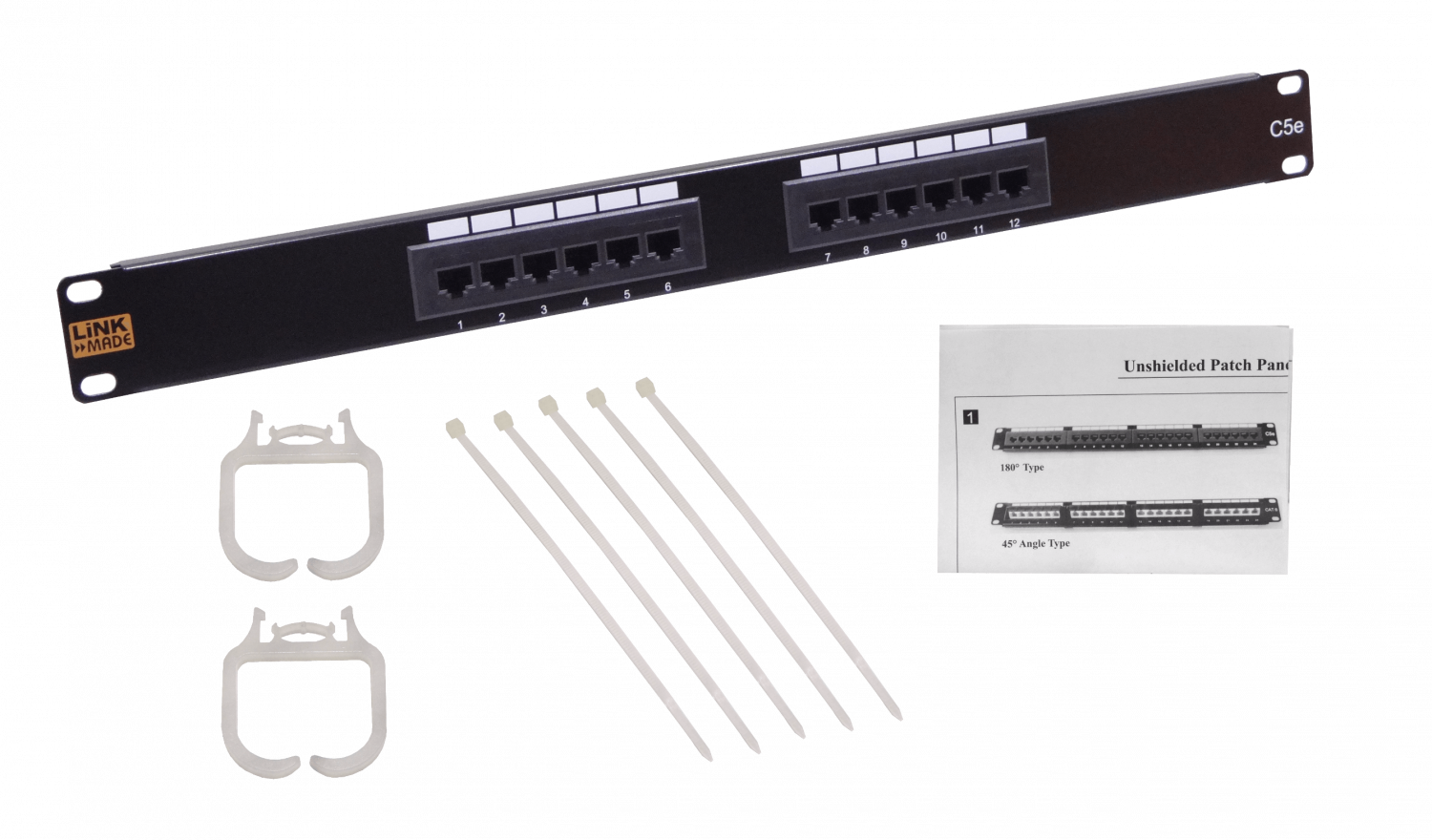 Patch Panel 12-RJ45 Cat5e 1U UL Certific 4