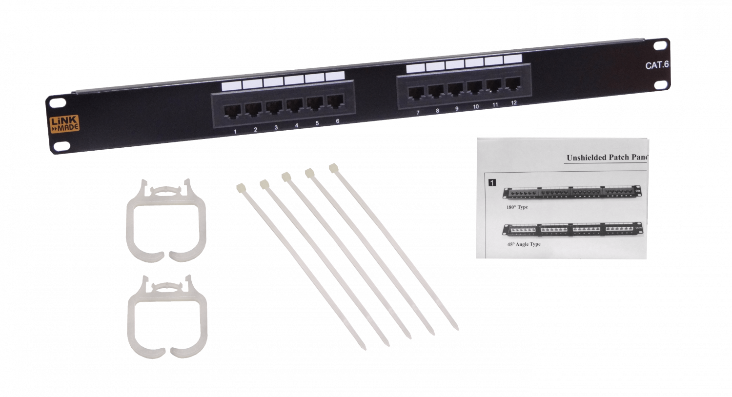 Patch Panel 12-RJ45 Cat6 1U UL Certific 3