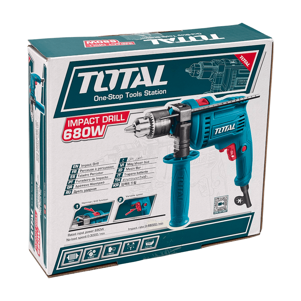 Taladro de impacto Total  680W 240VAC 3000RPM 13mm-Mandril 6