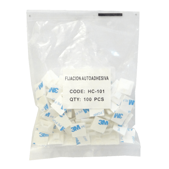 Fijacion Autoadhesiva Base Blanca p/Amarra 4mm 100-un 2x2cm  4