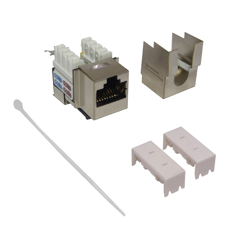 Keystone Blindado  Plata Cat6 STP FTP Punchable RJ45 4