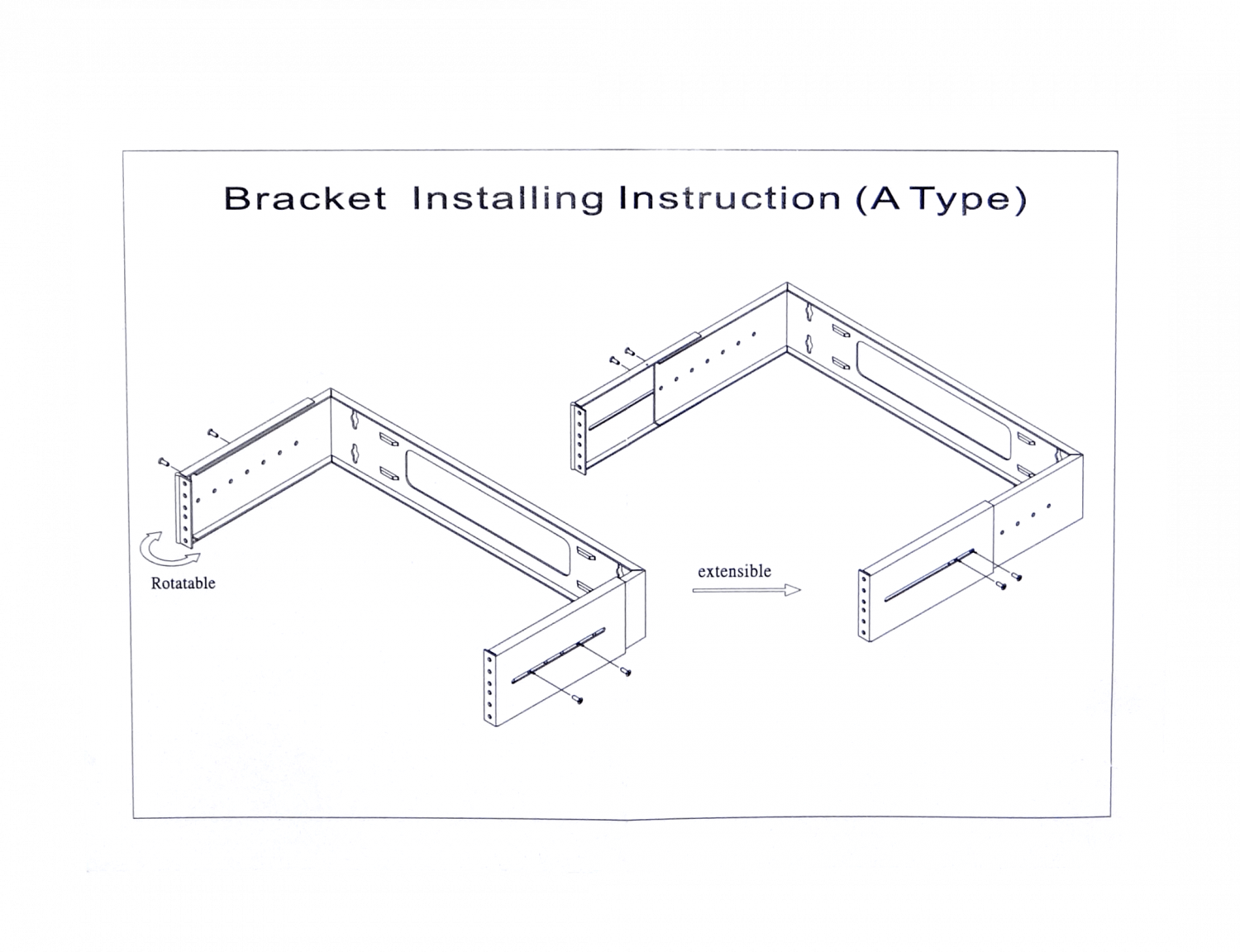 Bracket Mural Abierto 2U Ajustable con Bisagra para Rack 4