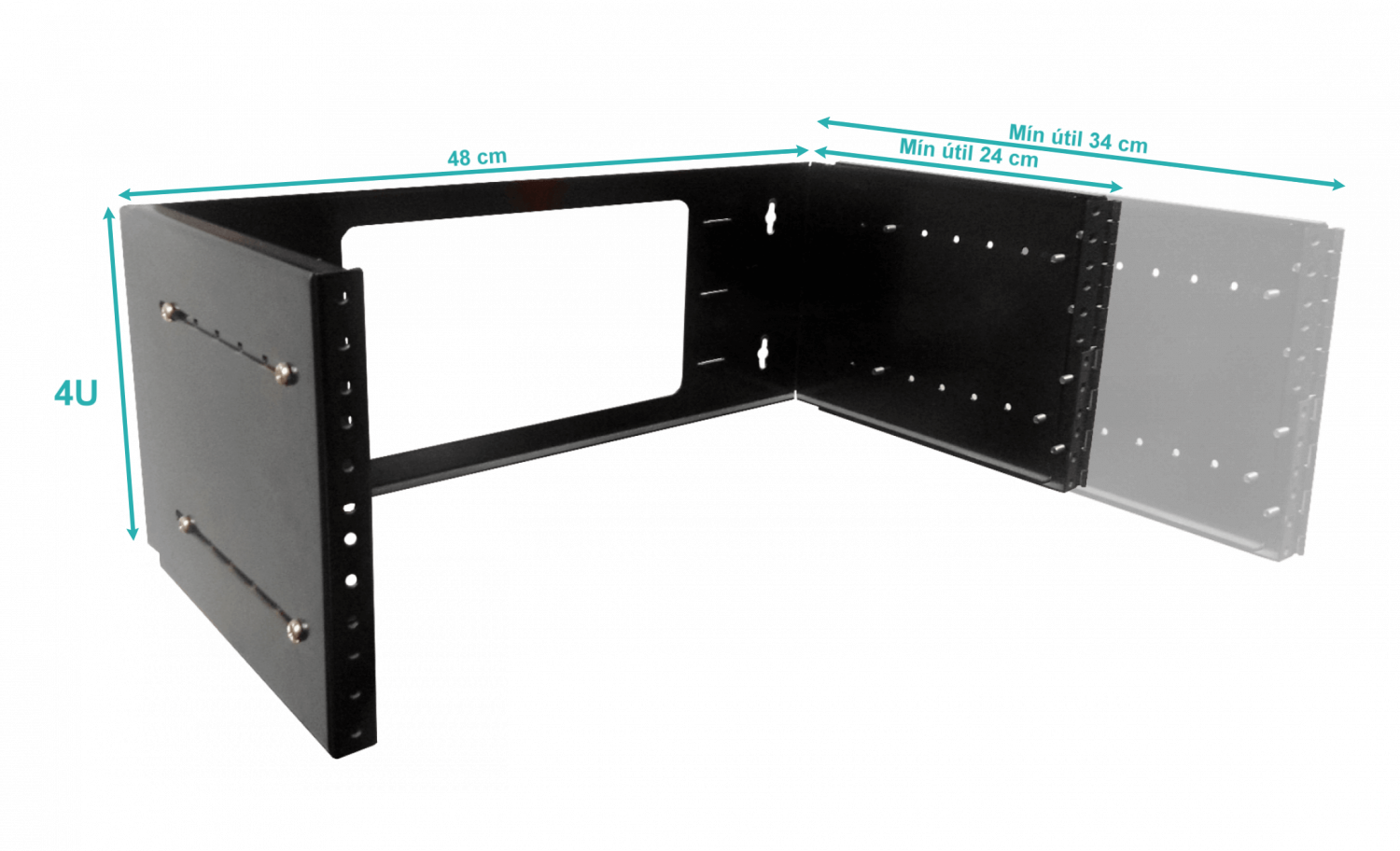 Bracket Mural Abierto 4U Ajustable con Bisagra 3