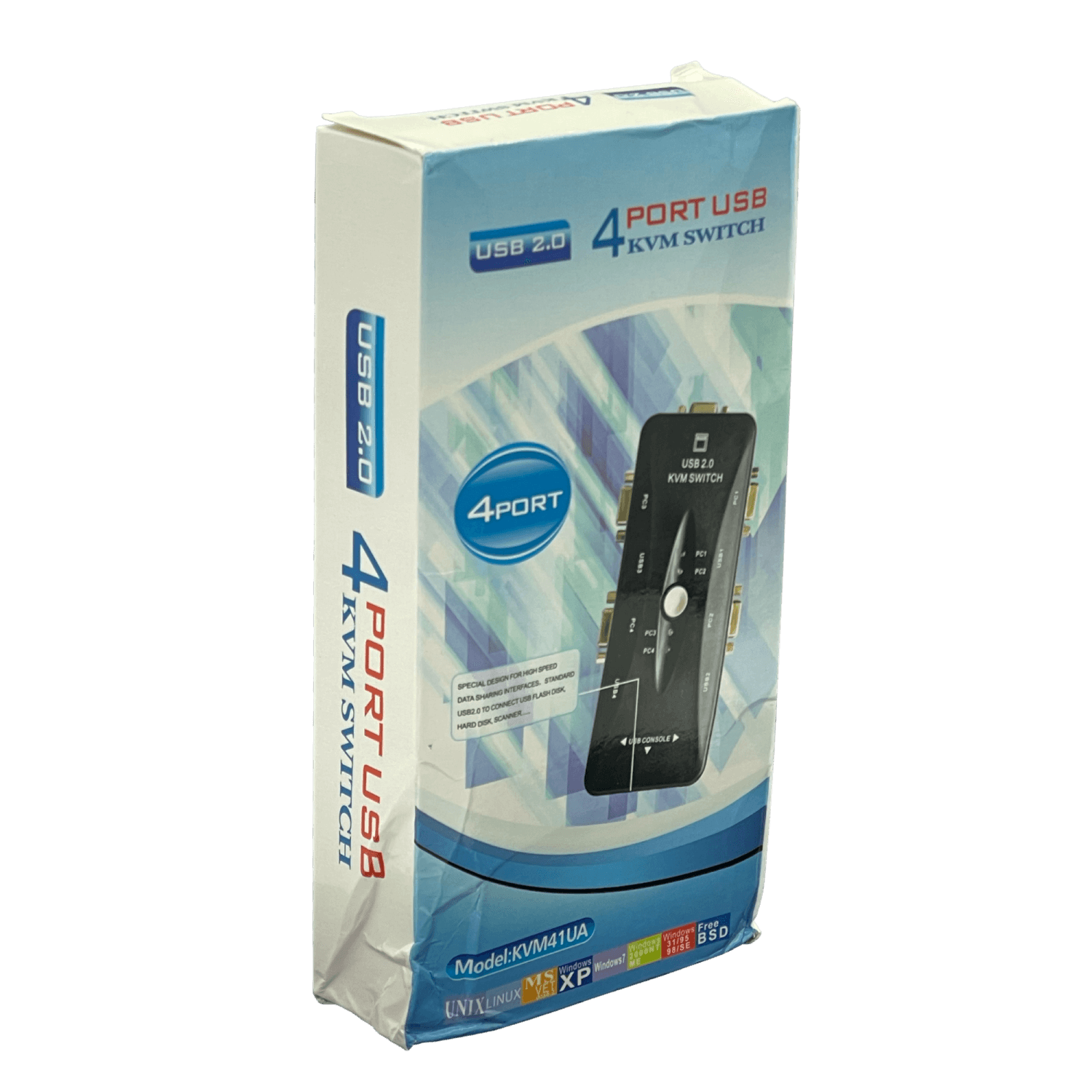 KVM-4-USB/VGA  HUB-3-USB2.0  requiere-Cables   no-req-Fuente-Poder 4