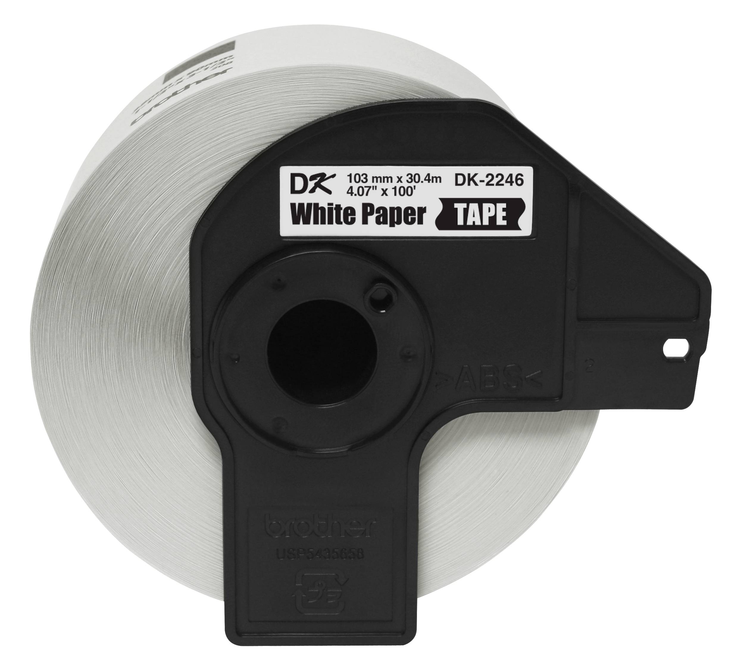 Cinta de papel continua Brother DK2246 de 4.07 in x 100 ft (103 mm x 30.4 m) en negro sobre blanco 1