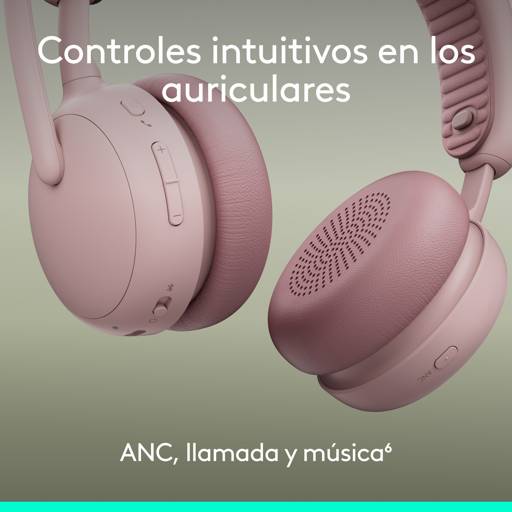 Audífonos Logitech Zone Wireless Bluetooth Rose con Diseño Elegante para Oficina y Trabajo Híbrido 9