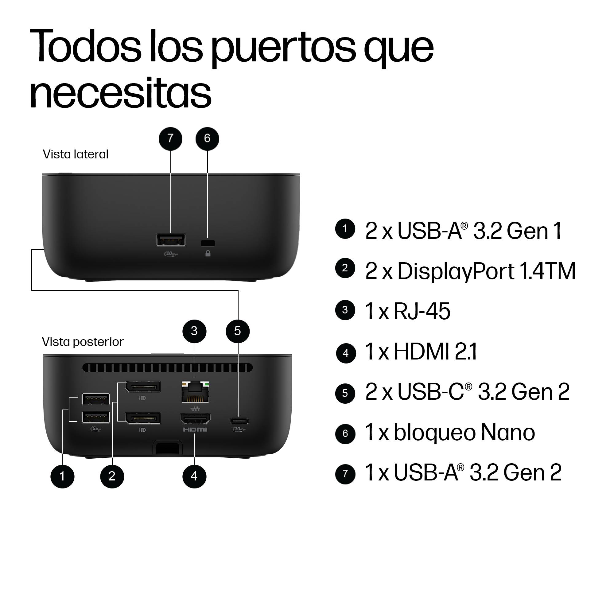 Docking Station HP USB-C G6 100W con Soporte 4K y Conectividad Universal Empresarial 5