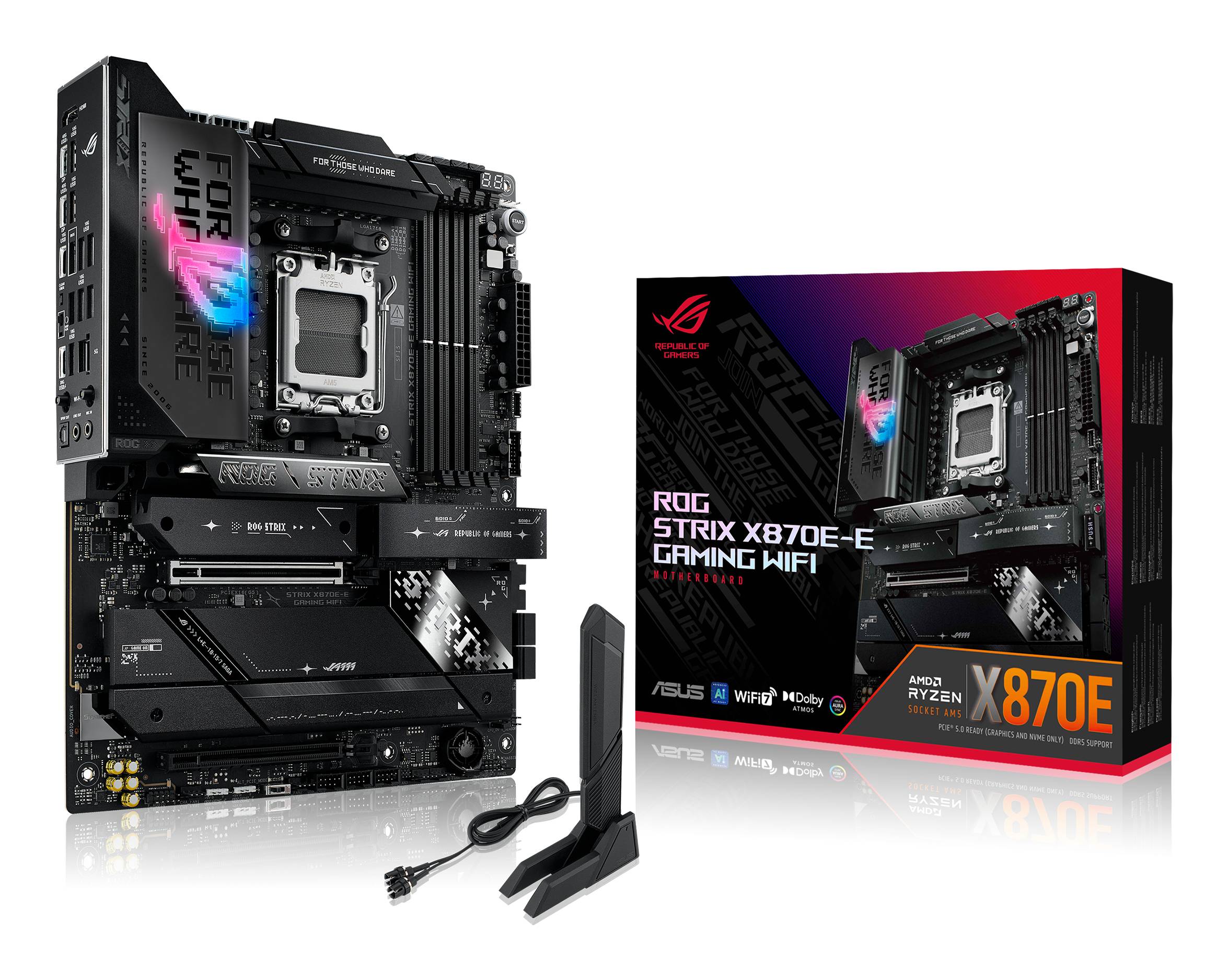 Placa Madre ASUS ROG STRIX X870E-E GAMING WIFI, Socket AM5, 4xDDR5, 5xM.2, 4x SATA, WiFi 7, ATX 1