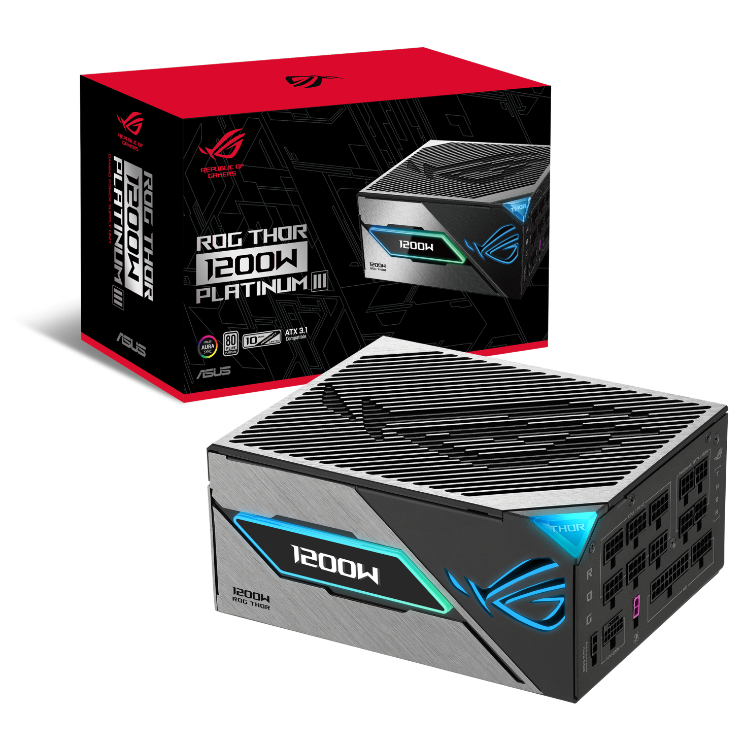 Fuente de Poder ASUS ROG Thor 1200W Platinum III, Pantalla OLED, Full Modular, ATX 3.1, Aura Sync 1
