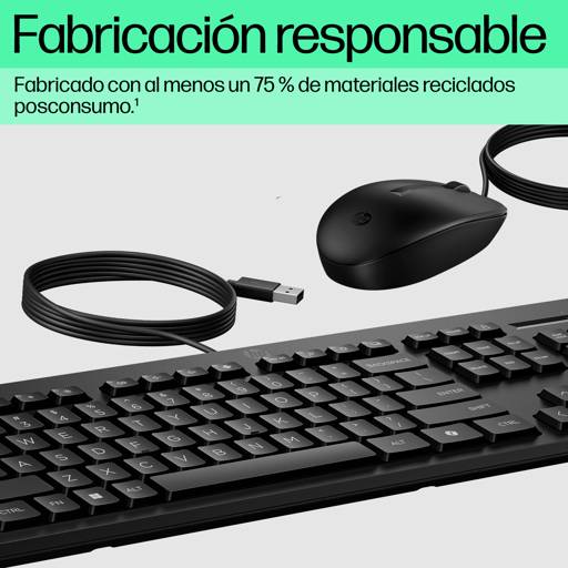 Teclado y Mouse HP 225 Wired Combo USB con Tecla Copilot para Oficina 8
