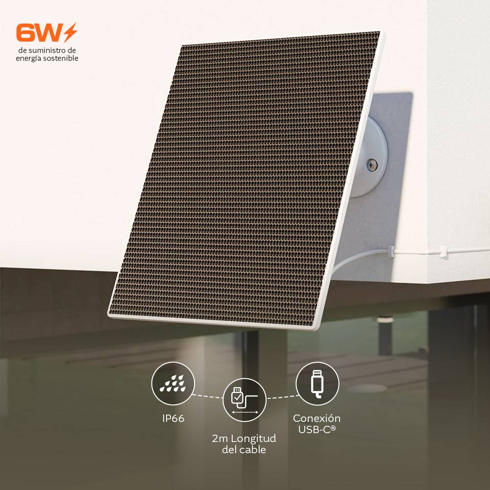 Panel Solar Nexxt NHC-SP61W 6W USB-C IP66 Exterior Cámaras Seguridad Energía Continua 2