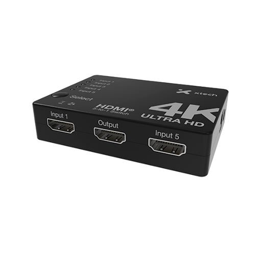 Switch HDMI de 5 Puertos Xtech, 4K 30Hz, HDMI 1.4, HDCP 1.0/1.1, Incl. Control Remoto, Negro 1