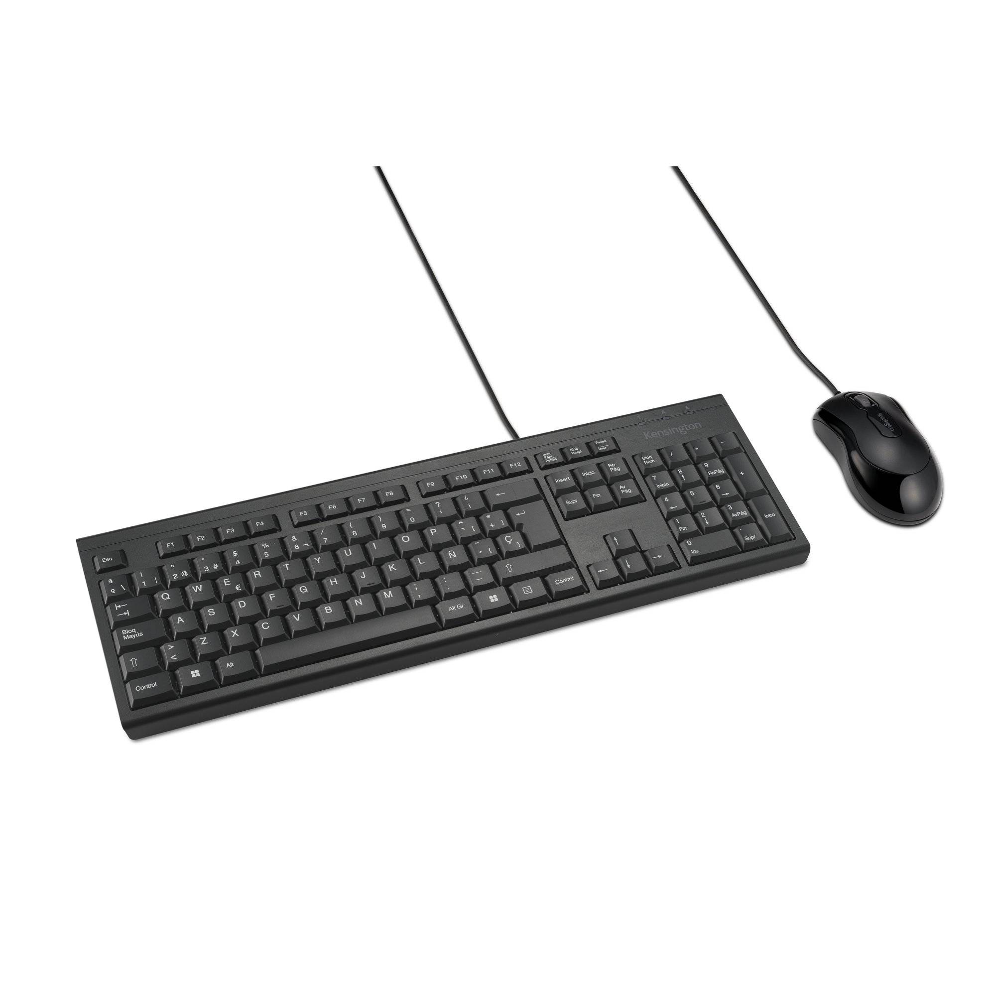 Kit Teclado y Mouse Kensington KM100 EQ USB Español con Cable y Resistente a Derrames 2