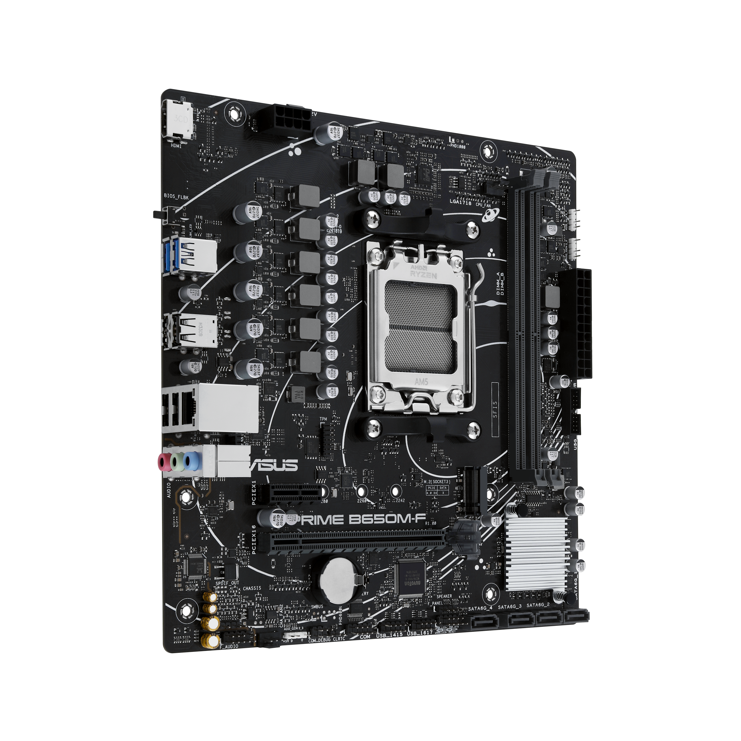 Placa Madre ASUS PRIME B650M-F, Socket AM5, 4x DDR5, 1x M.2, Gigabit Ethernet, m-ATX 3