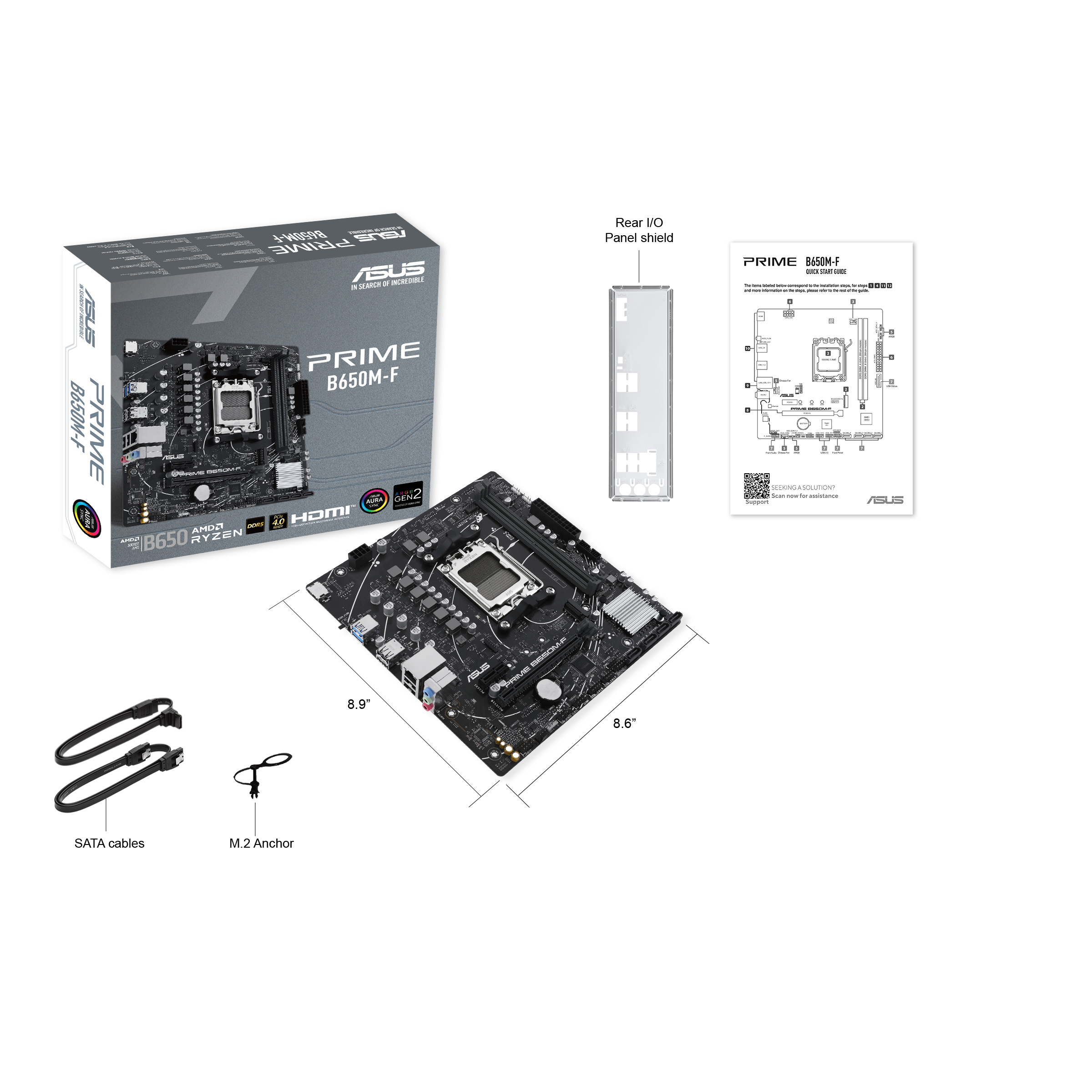 Placa Madre ASUS PRIME B650M-F, Socket AM5, 4x DDR5, 1x M.2, Gigabit Ethernet, m-ATX 7
