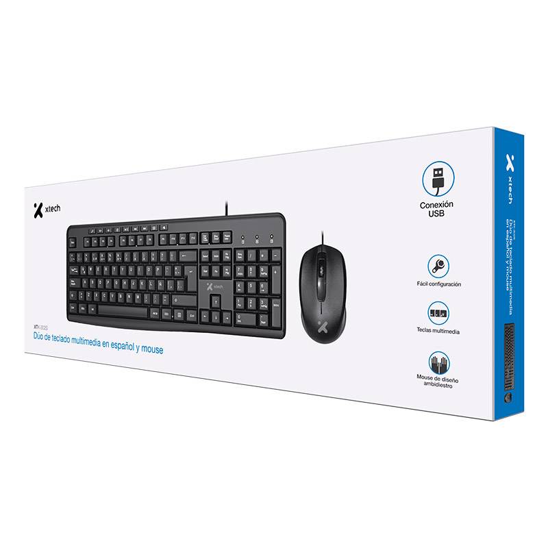 Kit Teclado y Mouse Xtech XTK-302S USB Multimedia Español Oficina Hogar 7