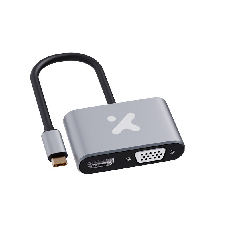 Adaptador Multipuerto Xtech XTC-542, USB-C a HDMI y VGA, Aluminio 1