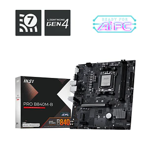 Placa Madre MSI PRO B840M-B Socket AMD AM5, 2xDDR5 2xM.2 PCIe 4.0, 4xSATA, HDMI, Micro-ATX