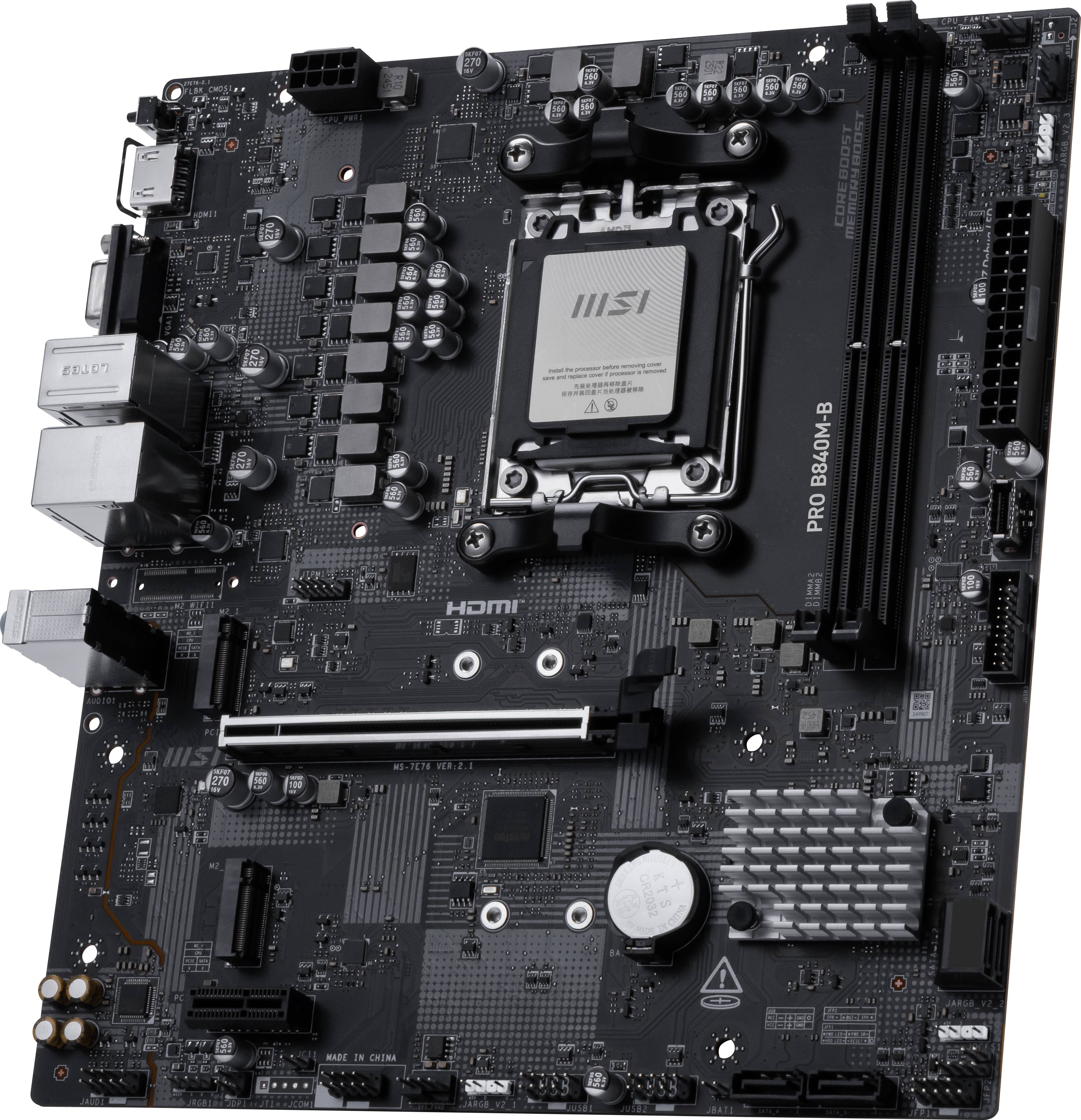 Placa Madre MSI PRO B840M-B Socket AMD AM5, 2xDDR5 2xM.2 PCIe 4.0, 4xSATA, HDMI, Micro-ATX 5