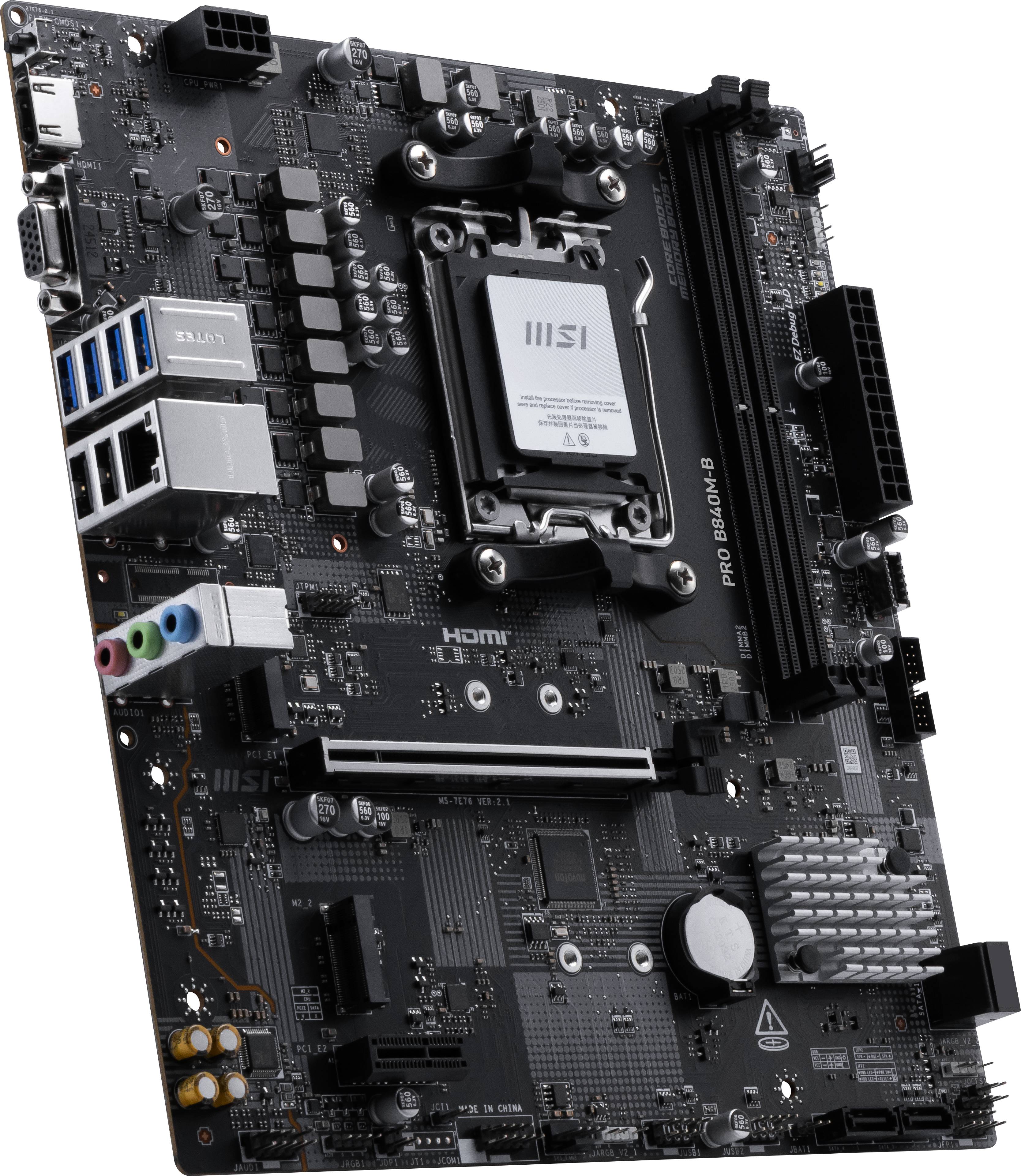 Placa Madre MSI PRO B840M-B Socket AMD AM5, 2xDDR5 2xM.2 PCIe 4.0, 4xSATA, HDMI, Micro-ATX 6